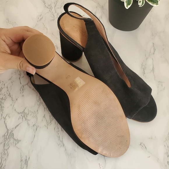 Madewell The Alana Slingback Black Suede  Cylinder Heel Sandal 8.5 - Picture 6 of 7